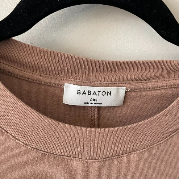 Aritzia Babaton Shoulder Pad T-Shirt Dress Pullover Short Sleeve Brown XXS - Picture 5 of 7